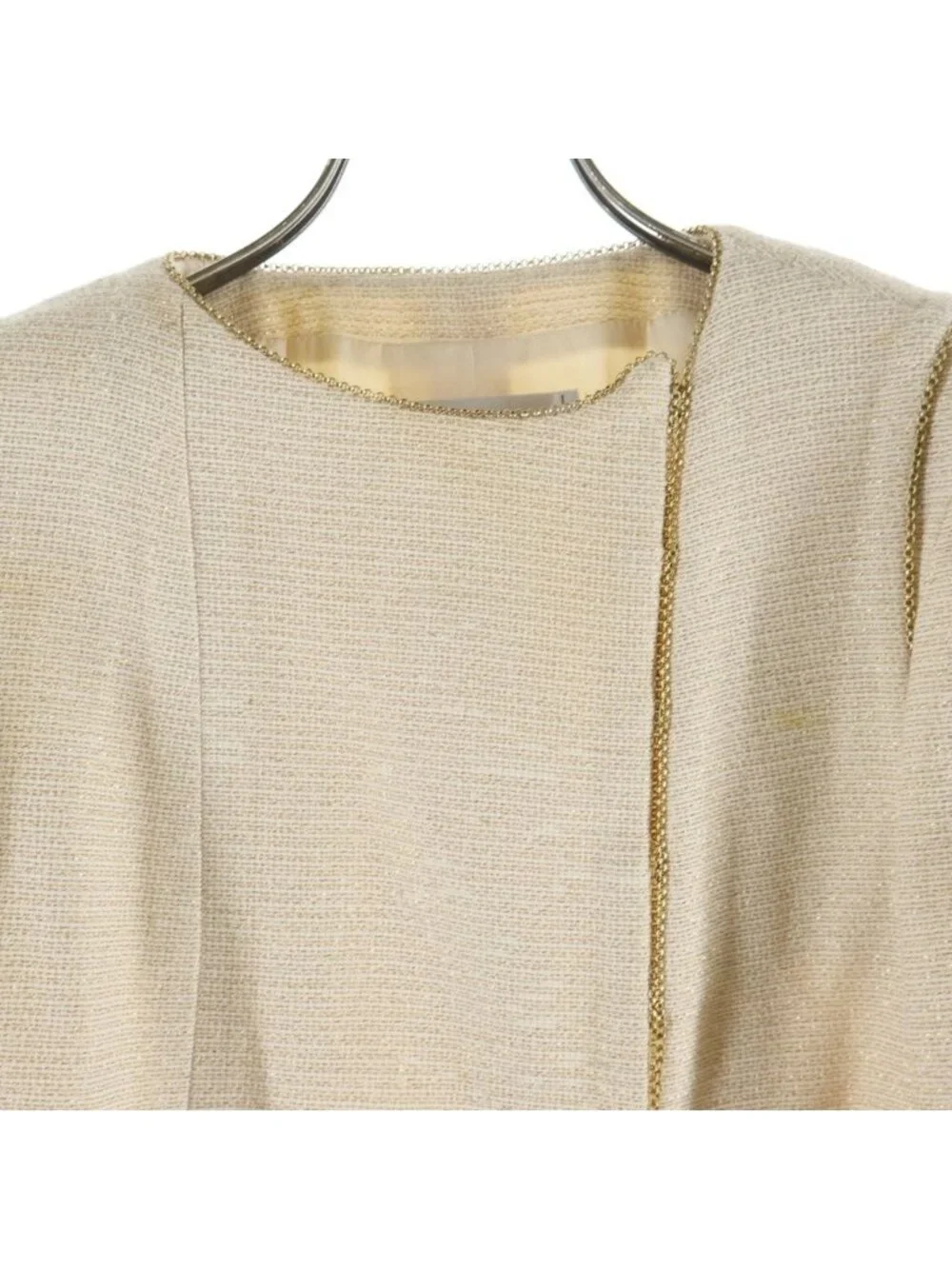 Chanel Vintage Tweed Jacket Cruise Resort CC Logo Short Coat Beige